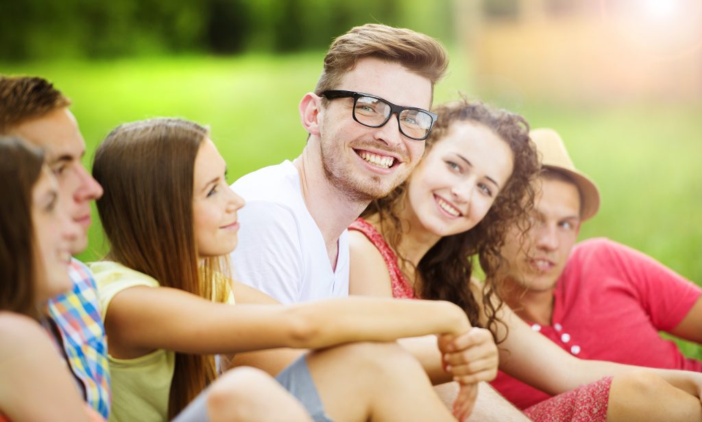Friends having fun in park